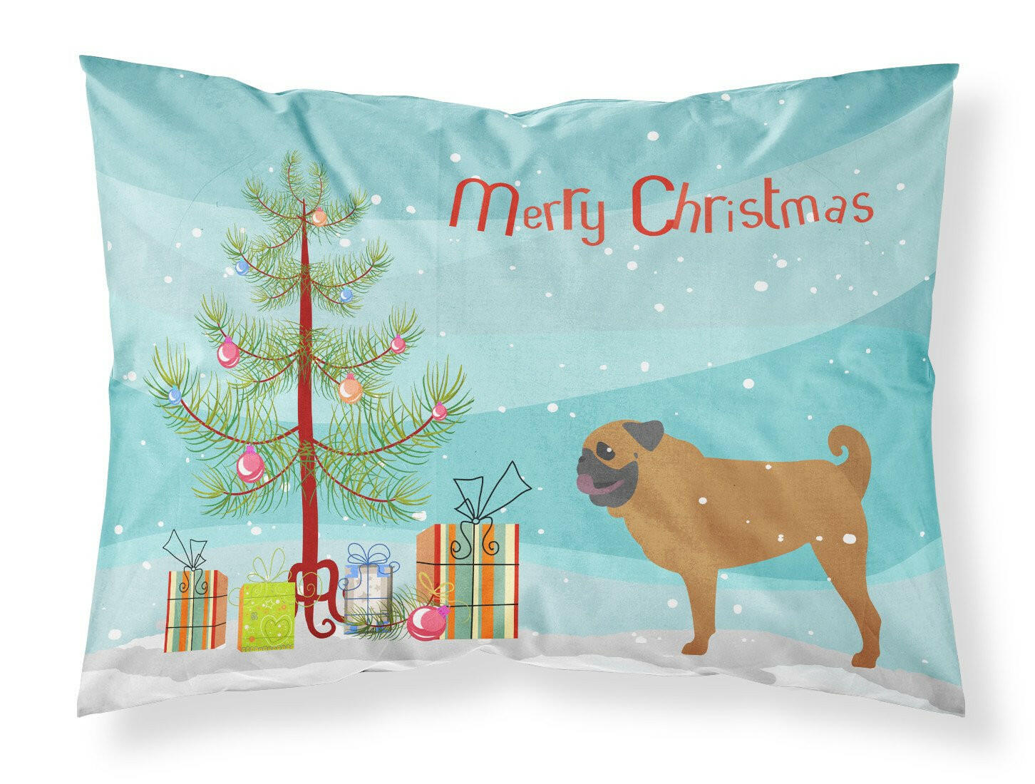 Pug Merry Christmas Tree Standard Pillowcase Lightweight Super Soft Easy Care Decorative Artwork Pillowcase, Standard