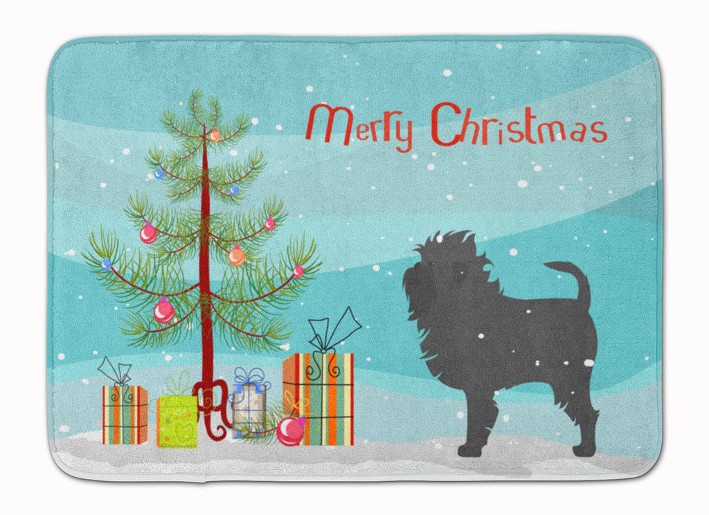 Affenpinscher Merry Christmas Tree Memory Foam Kitchen Mat Machine Washable Anti-Fatigue Cushion Comfort Bath or Kitchen Rug