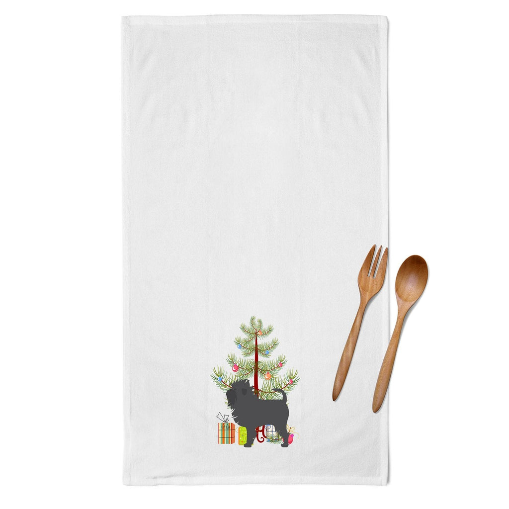 Affenpinscher Merry Christmas Tree Kitchen Towel Set of 2 White Dish Towels Decorative Bathroom Hand towel for Hand, Face, Hair, Yoga, Tea, Dishcloth, 19 X 28", White
