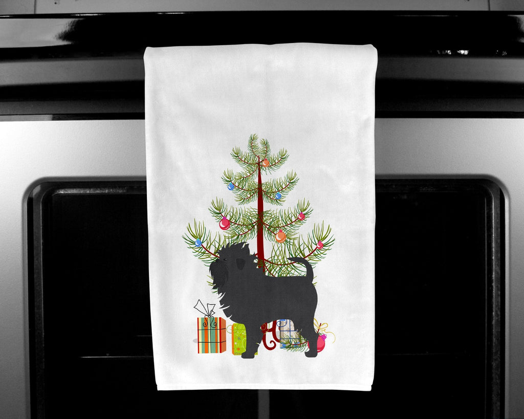 Affenpinscher Merry Christmas Tree Kitchen Towel Set of 2 White Dish Towels Decorative Bathroom Hand towel for Hand, Face, Hair, Yoga, Tea, Dishcloth, 19 X 28", White