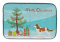 Cavalier King Charles Spaniel Merry Christmas Tree Dish Drying Mat Absorbent Dish Drying Mat Pad for Kitchen Counter Dish Drainer Mat for Countertop, 14 x 21", Multicolor