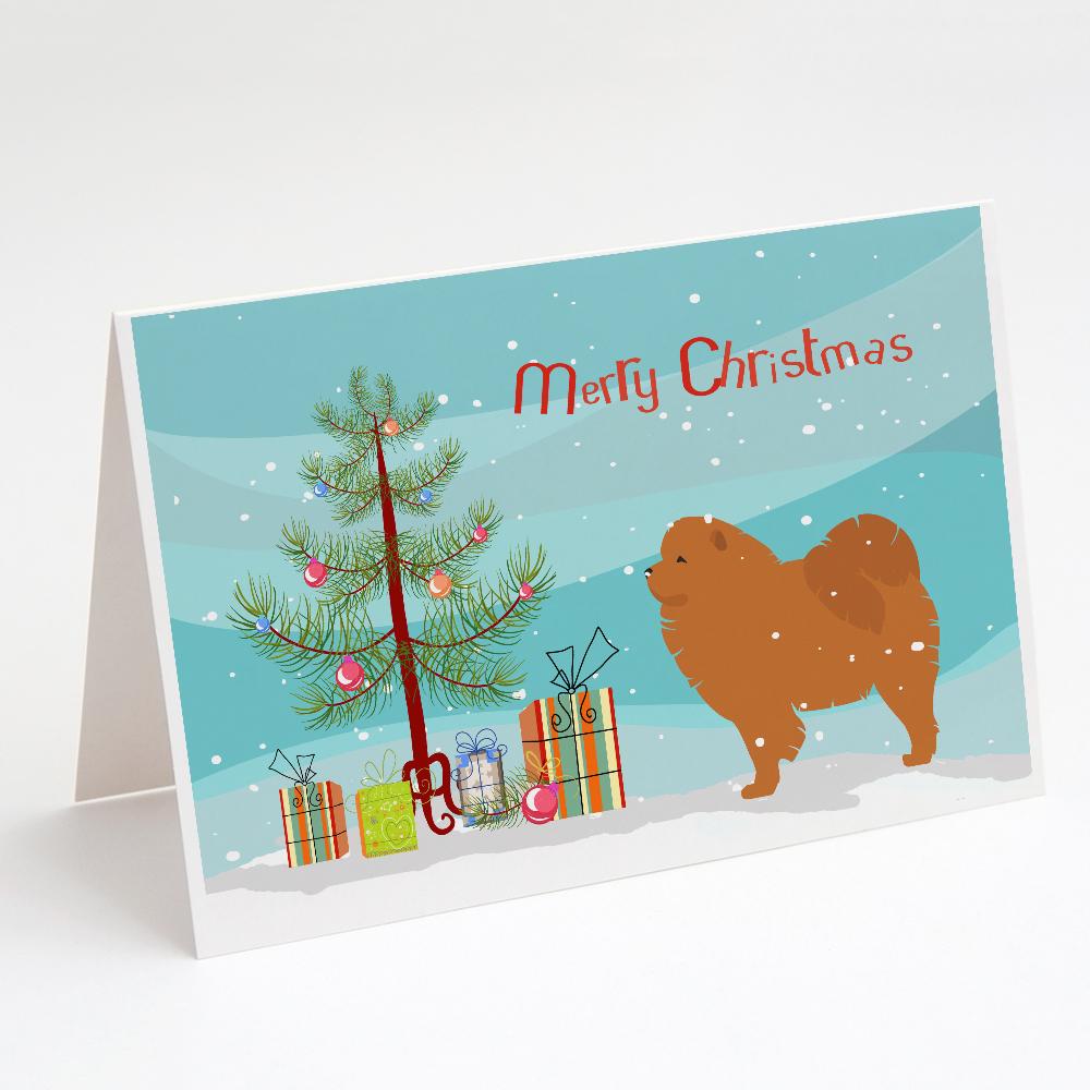 Chow Chow Merry Christmas Tree Greeting Cards Pack of 8 Blank Cards with Envelopes Whimsical A7 Size 5x7