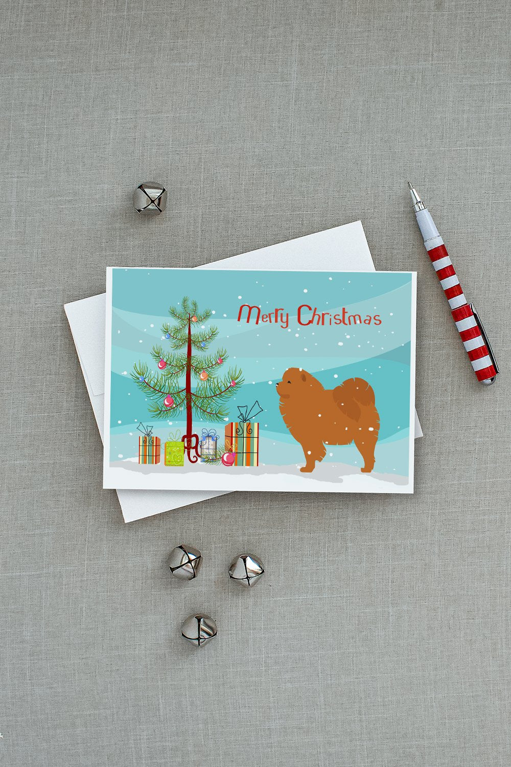 Chow Chow Merry Christmas Tree Greeting Cards Pack of 8 Blank Cards with Envelopes Whimsical A7 Size 5x7
