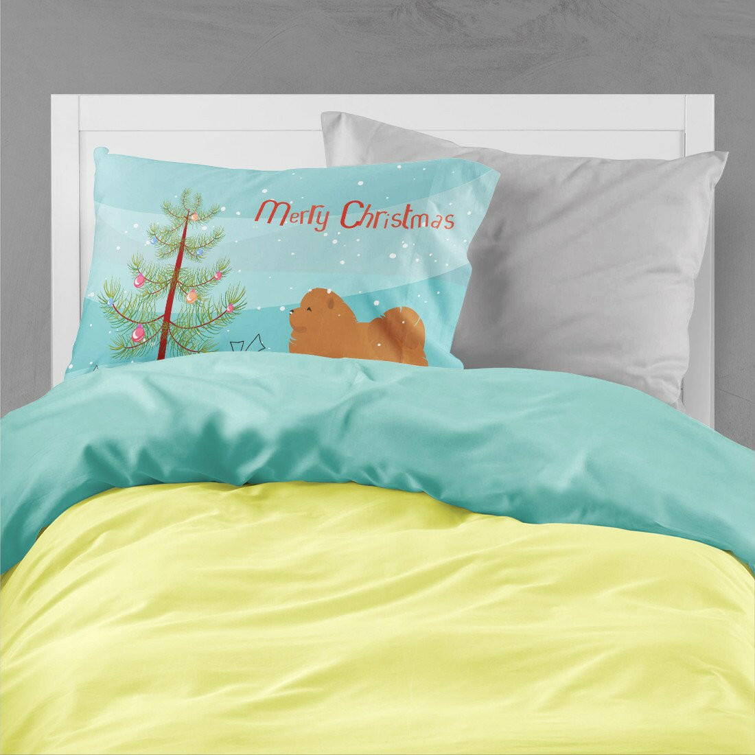 Chow Chow Merry Christmas Tree Standard Pillowcase Lightweight Super Soft Easy Care Decorative Artwork Pillowcase, Standard