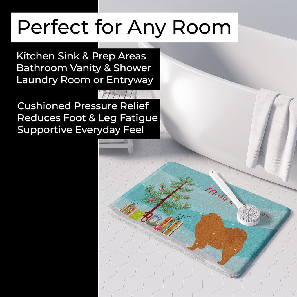 Chow Chow Merry Christmas Tree Memory Foam Kitchen Mat Machine Washable Anti-Fatigue Cushion Comfort Bath or Kitchen Rug