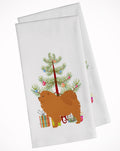 Chow Chow Merry Christmas Tree Kitchen Towel Set of 2 White Dish Towels Decorative Bathroom Hand towel for Hand, Face, Hair, Yoga, Tea, Dishcloth, 19 X 28", White