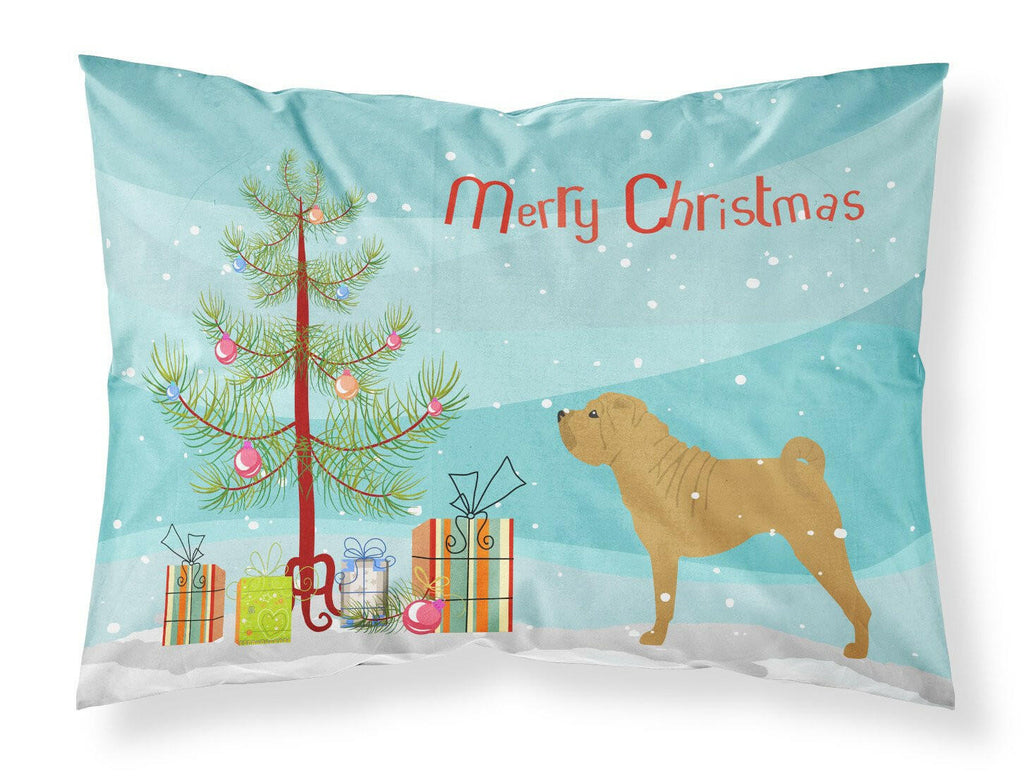 Shar Pei Merry Christmas Tree Standard Pillowcase Lightweight Super Soft Easy Care Decorative Artwork Pillowcase, Standard