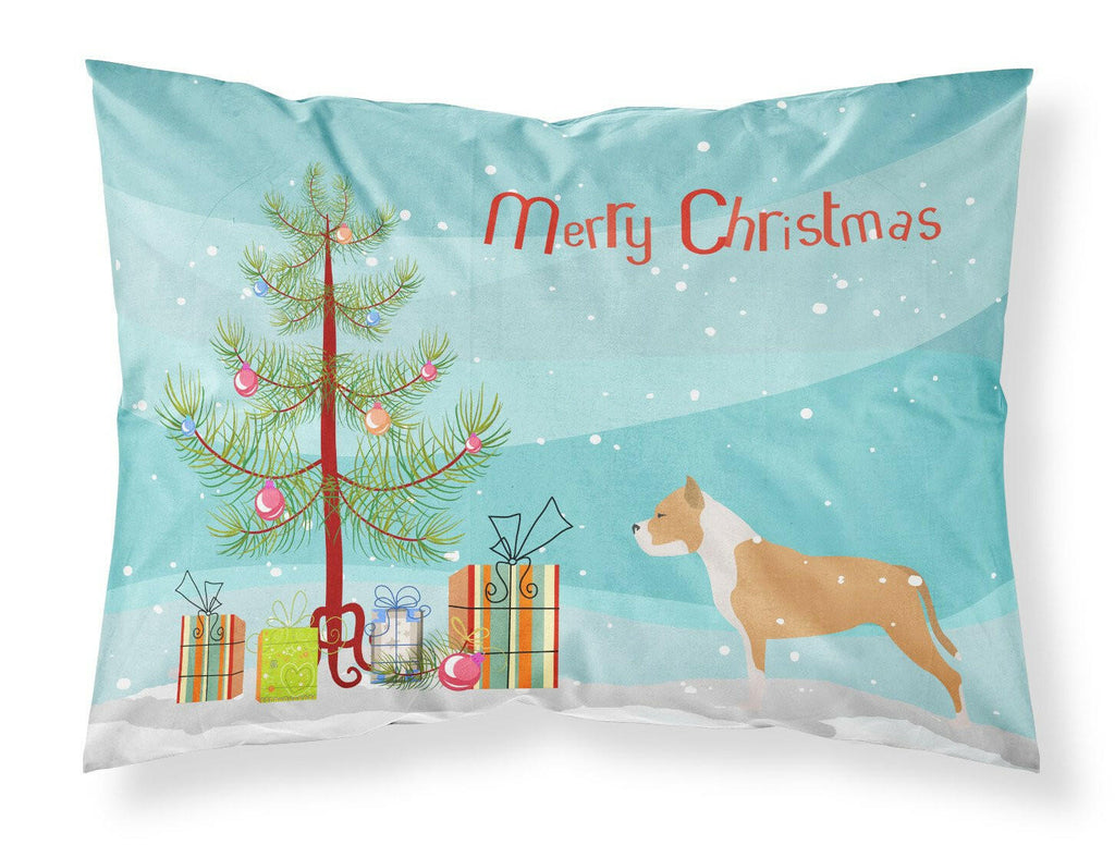 Staffordshire Bull Terrier Merry Christmas Tree Standard Pillowcase Lightweight Super Soft Easy Care Decorative Artwork Pillowcase, Standard
