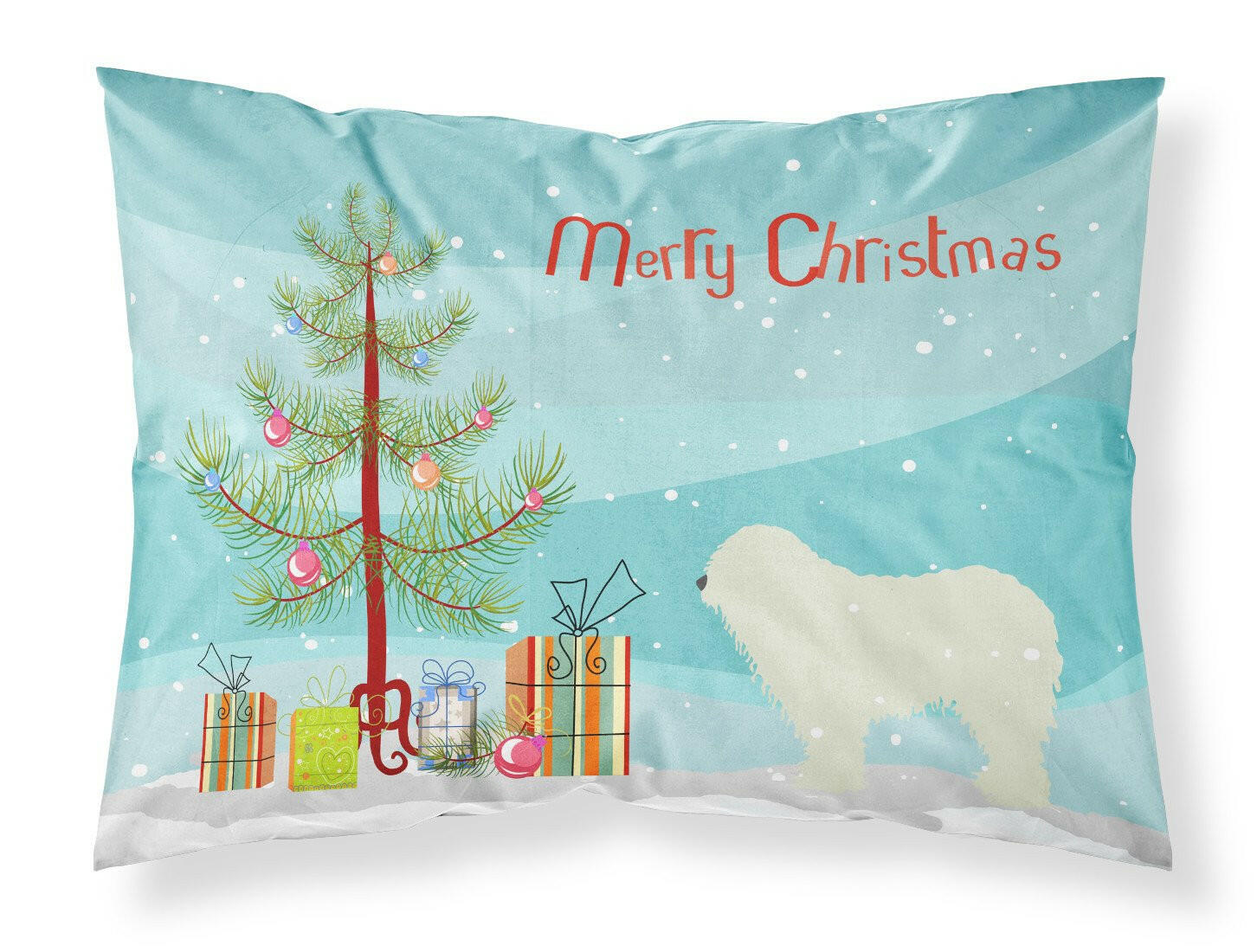 Komondor Merry Christmas Tree Standard Pillowcase Lightweight Super Soft Easy Care Decorative Artwork Pillowcase, Standard