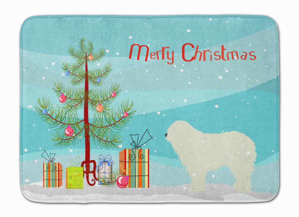 Komondor Merry Christmas Tree Memory Foam Kitchen Mat Machine Washable Anti-Fatigue Cushion Comfort Bath or Kitchen Rug