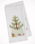 Komondor Merry Christmas Tree Kitchen Towel Set of 2 White Dish Towels Decorative Bathroom Hand towel for Hand, Face, Hair, Yoga, Tea, Dishcloth, 19 X 28", White