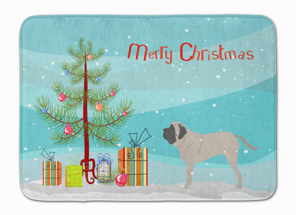 English Mastiff Merry Christmas Tree Memory Foam Kitchen Mat Machine Washable Anti-Fatigue Cushion Comfort Bath or Kitchen Rug