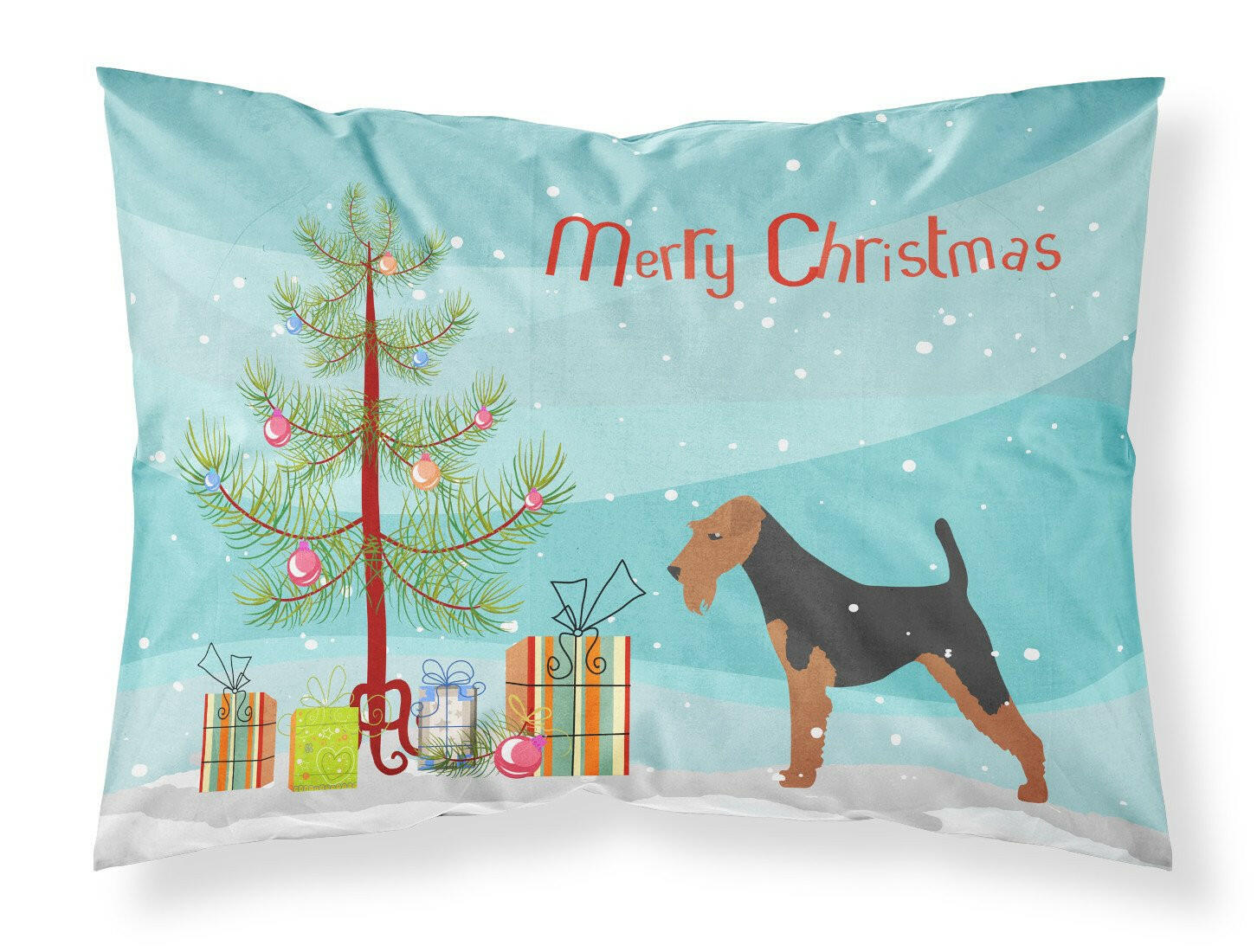 Airedale Terrier Merry Christmas Tree Standard Pillowcase Lightweight Super Soft Easy Care Decorative Artwork Pillowcase, Standard