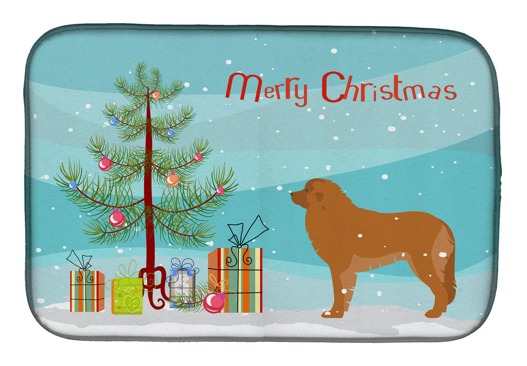 Leonberger Merry Christmas Tree Dish Drying Mat Absorbent Dish Drying Mat Pad for Kitchen Counter Dish Drainer Mat for Countertop, 14 x 21", Multicolor