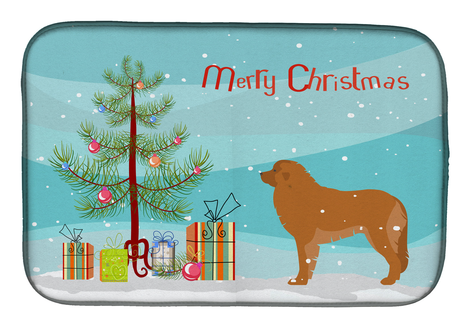 Leonberger Merry Christmas Tree Dish Drying Mat Absorbent Dish Drying Mat Pad for Kitchen Counter Dish Drainer Mat for Countertop, 14 x 21", Multicolor