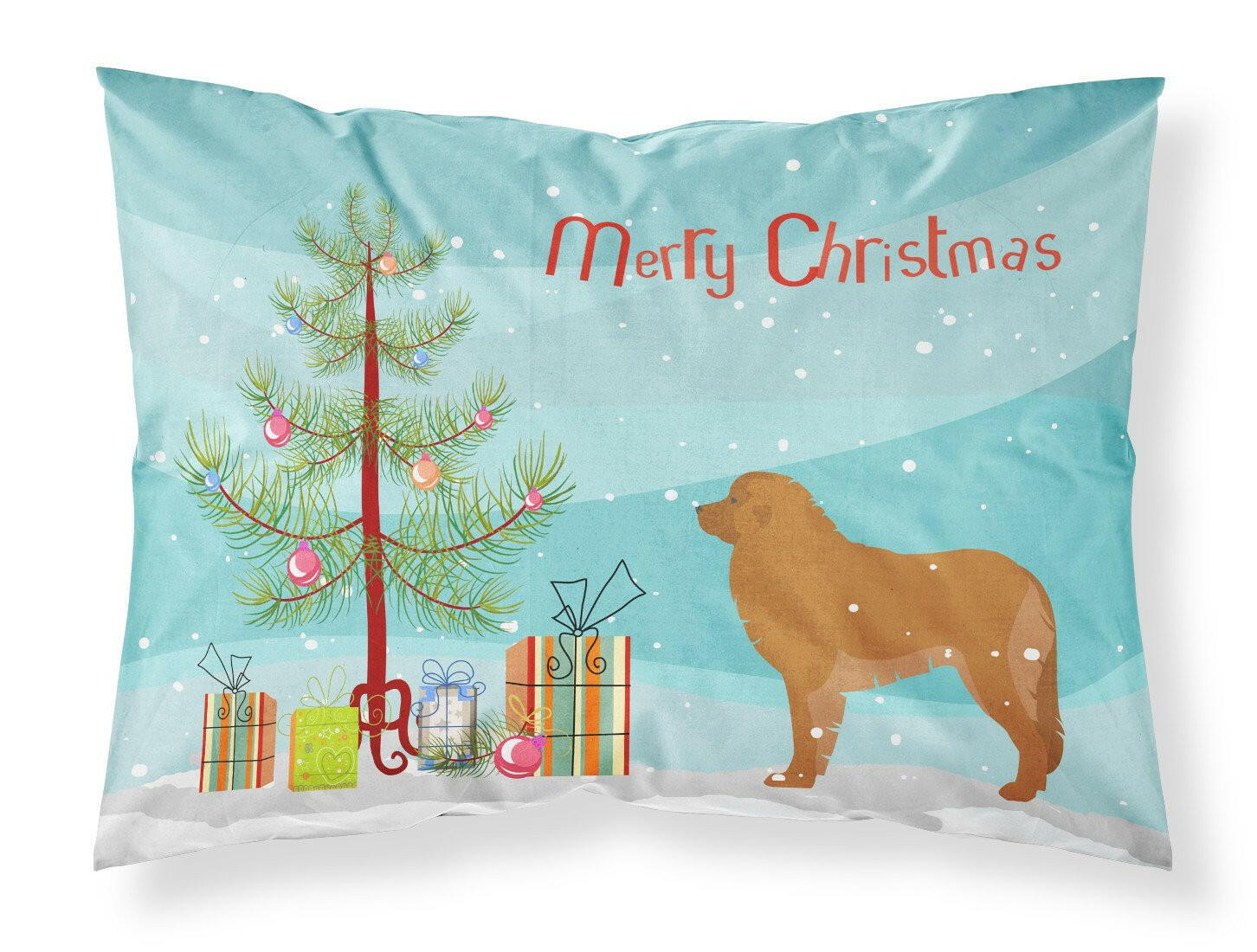 Leonberger Merry Christmas Tree Standard Pillowcase Lightweight Super Soft Easy Care Decorative Artwork Pillowcase, Standard