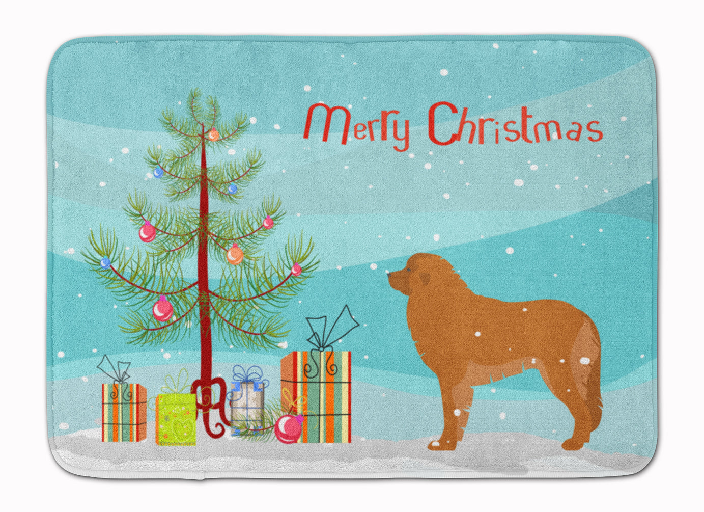 Leonberger Merry Christmas Tree Memory Foam Kitchen Mat Machine Washable Anti-Fatigue Cushion Comfort Bath or Kitchen Rug