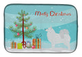 Samoyed Merry Christmas Tree Dish Drying Mat Absorbent Dish Drying Mat Pad for Kitchen Counter Dish Drainer Mat for Countertop, 14 x 21", Multicolor