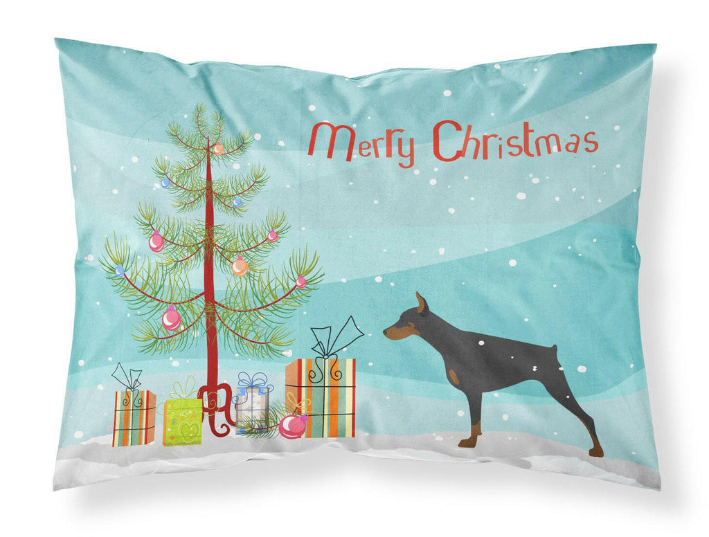 Doberman Pinscher Merry Christmas Tree Standard Pillowcase Lightweight Super Soft Easy Care Decorative Artwork Pillowcase, Standard