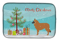 Belgian Shepherd Merry Christmas Tree Dish Drying Mat Absorbent Dish Drying Mat Pad for Kitchen Counter Dish Drainer Mat for Countertop, 14 x 21", Multicolor