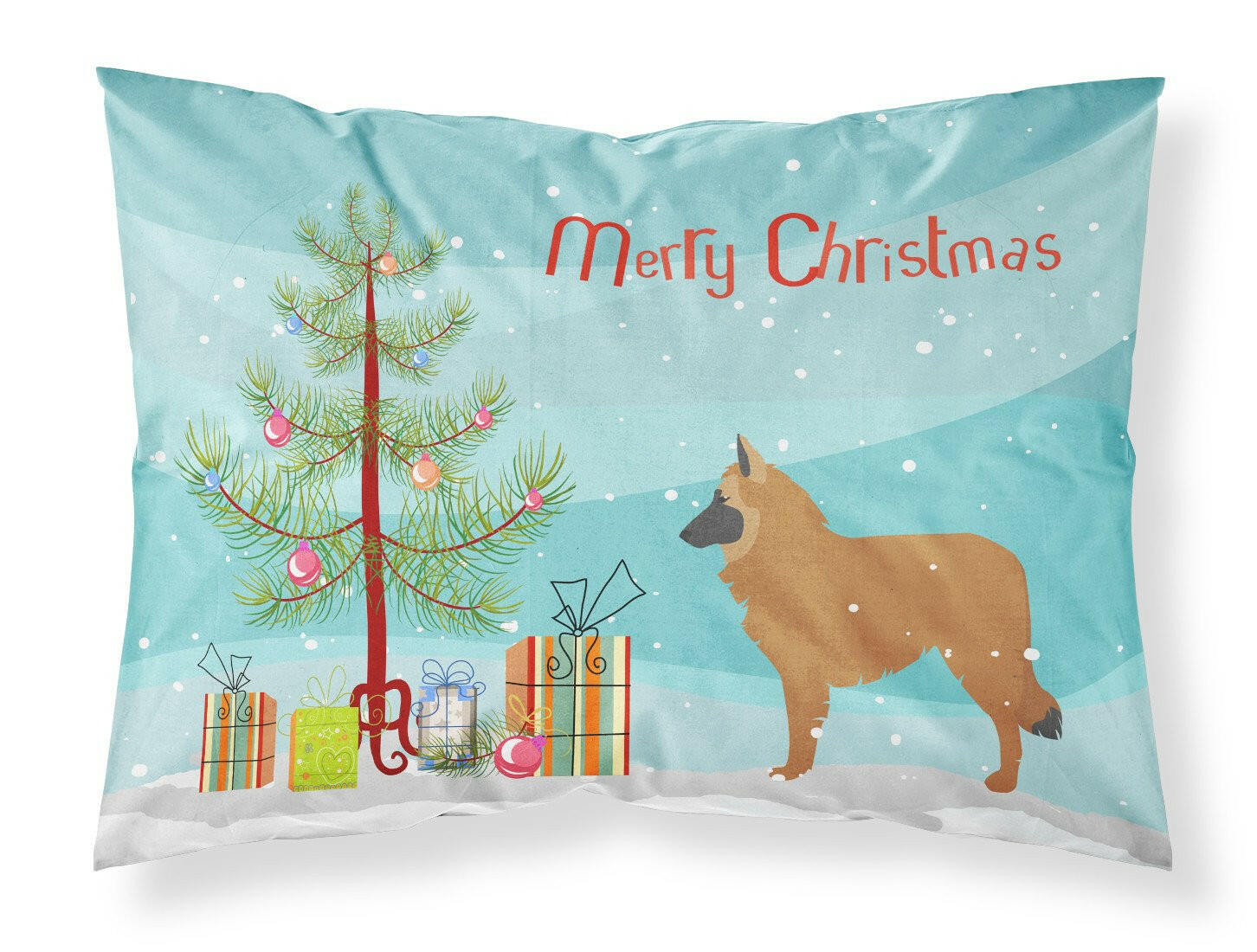 Belgian Shepherd Merry Christmas Tree Standard Pillowcase Lightweight Super Soft Easy Care Decorative Artwork Pillowcase, Standard