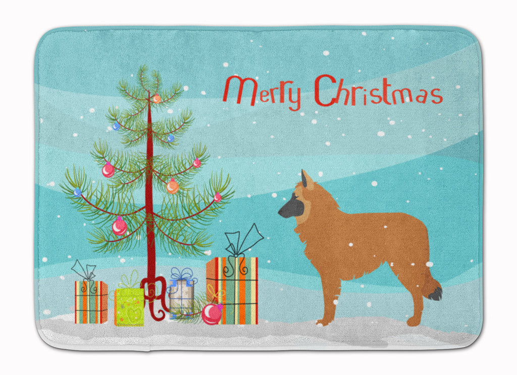 Belgian Shepherd Merry Christmas Tree Memory Foam Kitchen Mat Machine Washable Anti-Fatigue Cushion Comfort Bath or Kitchen Rug