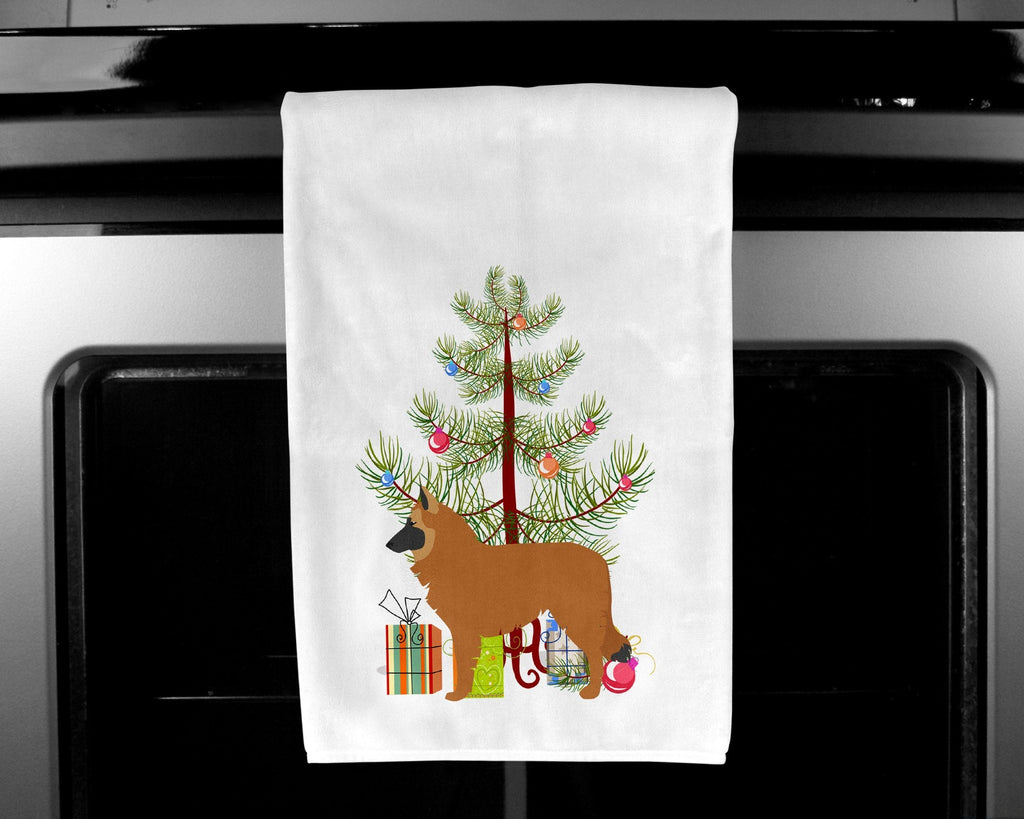 Belgian Shepherd Merry Christmas Tree Kitchen Towel Set of 2 White Dish Towels Decorative Bathroom Hand towel for Hand, Face, Hair, Yoga, Tea, Dishcloth, 19 X 28", White