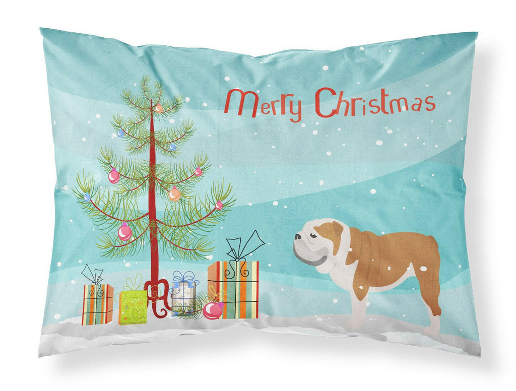 English Bulldog Merry Christmas Tree Standard Pillowcase Lightweight Super Soft Easy Care Decorative Artwork Pillowcase, Standard