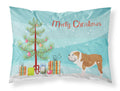 English Bulldog Merry Christmas Tree Standard Pillowcase Lightweight Super Soft Easy Care Decorative Artwork Pillowcase, Standard