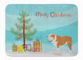 English Bulldog Merry Christmas Tree Memory Foam Kitchen Mat Machine Washable Anti-Fatigue Cushion Comfort Bath or Kitchen Rug