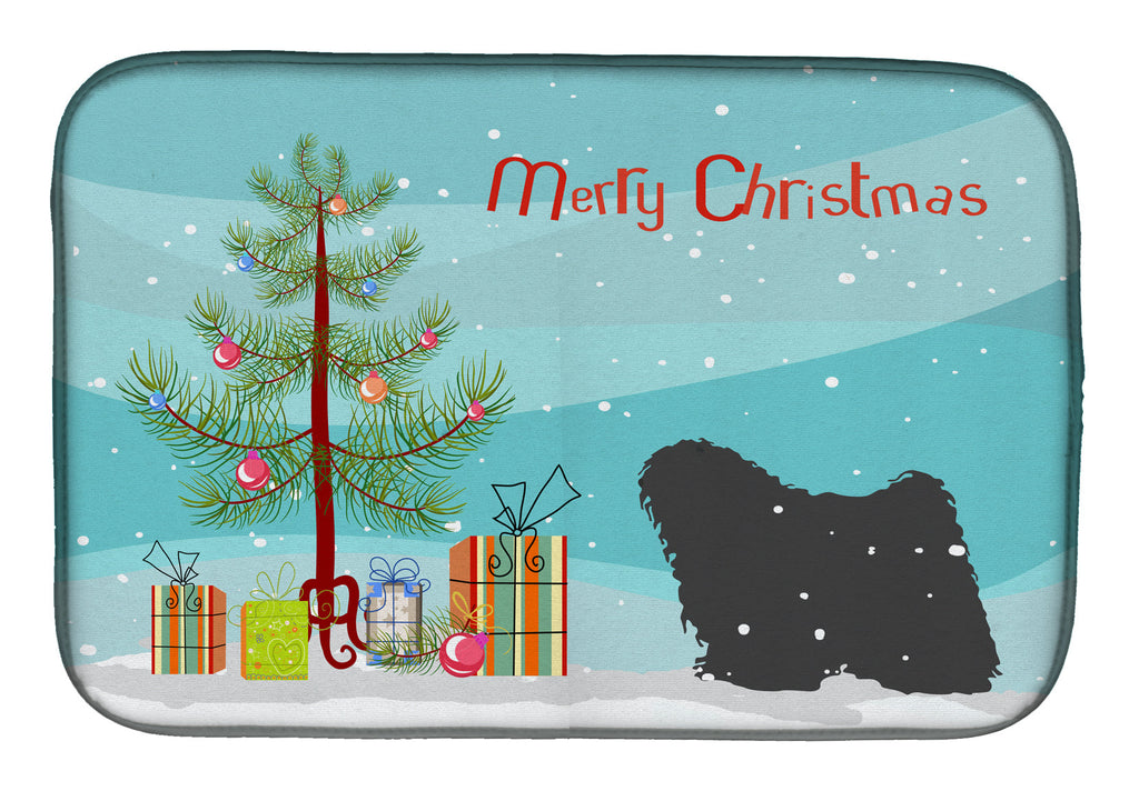 Puli Merry Christmas Tree Dish Drying Mat Absorbent Dish Drying Mat Pad for Kitchen Counter Dish Drainer Mat for Countertop, 14 x 21", Multicolor