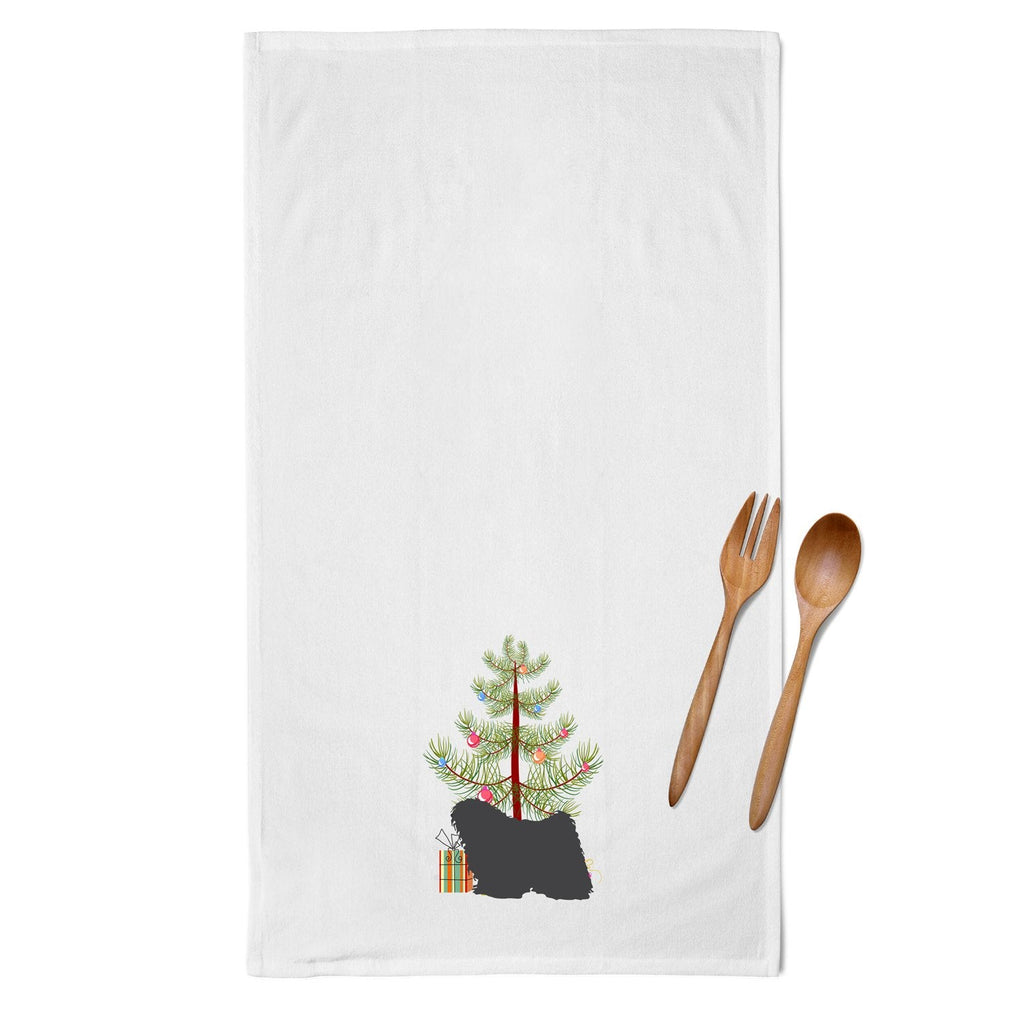 Puli Merry Christmas Tree Kitchen Towel Set of 2 White Dish Towels Decorative Bathroom Hand towel for Hand, Face, Hair, Yoga, Tea, Dishcloth, 19 X 28", White