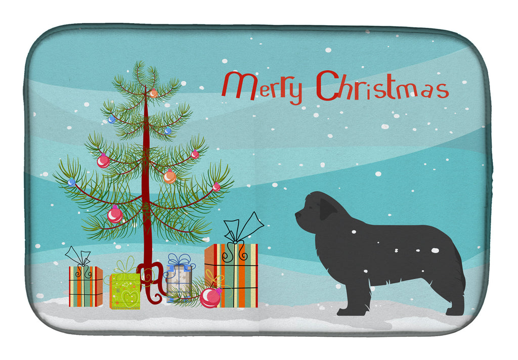 Newfoundland Merry Christmas Tree Dish Drying Mat Absorbent Dish Drying Mat Pad for Kitchen Counter Dish Drainer Mat for Countertop, 14 x 21", Multicolor