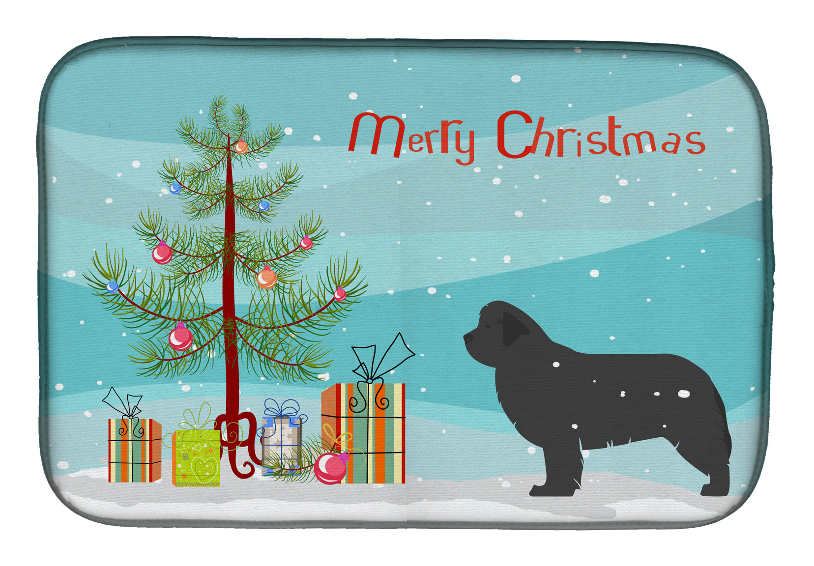 Newfoundland Merry Christmas Tree Dish Drying Mat Absorbent Dish Drying Mat Pad for Kitchen Counter Dish Drainer Mat for Countertop, 14 x 21", Multicolor