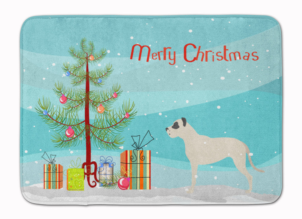 Dogo Argentino Merry Christmas Tree Memory Foam Kitchen Mat Machine Washable Anti-Fatigue Cushion Comfort Bath or Kitchen Rug