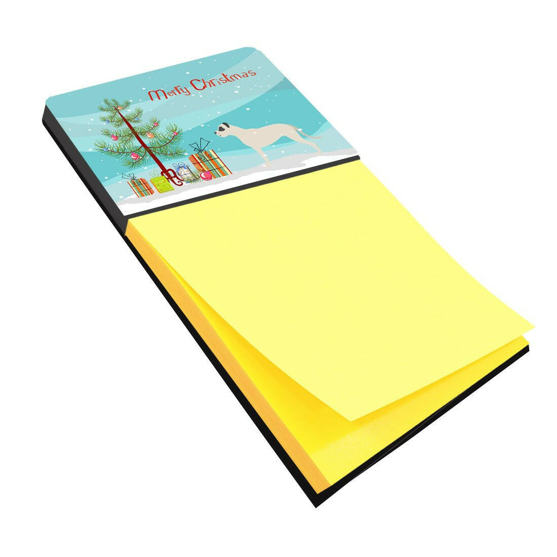Dogo Argentino Merry Christmas Tree Watercolor Sticky Note Holder Refillable Dispenser Desk Accessory 3x3 Pad Gift