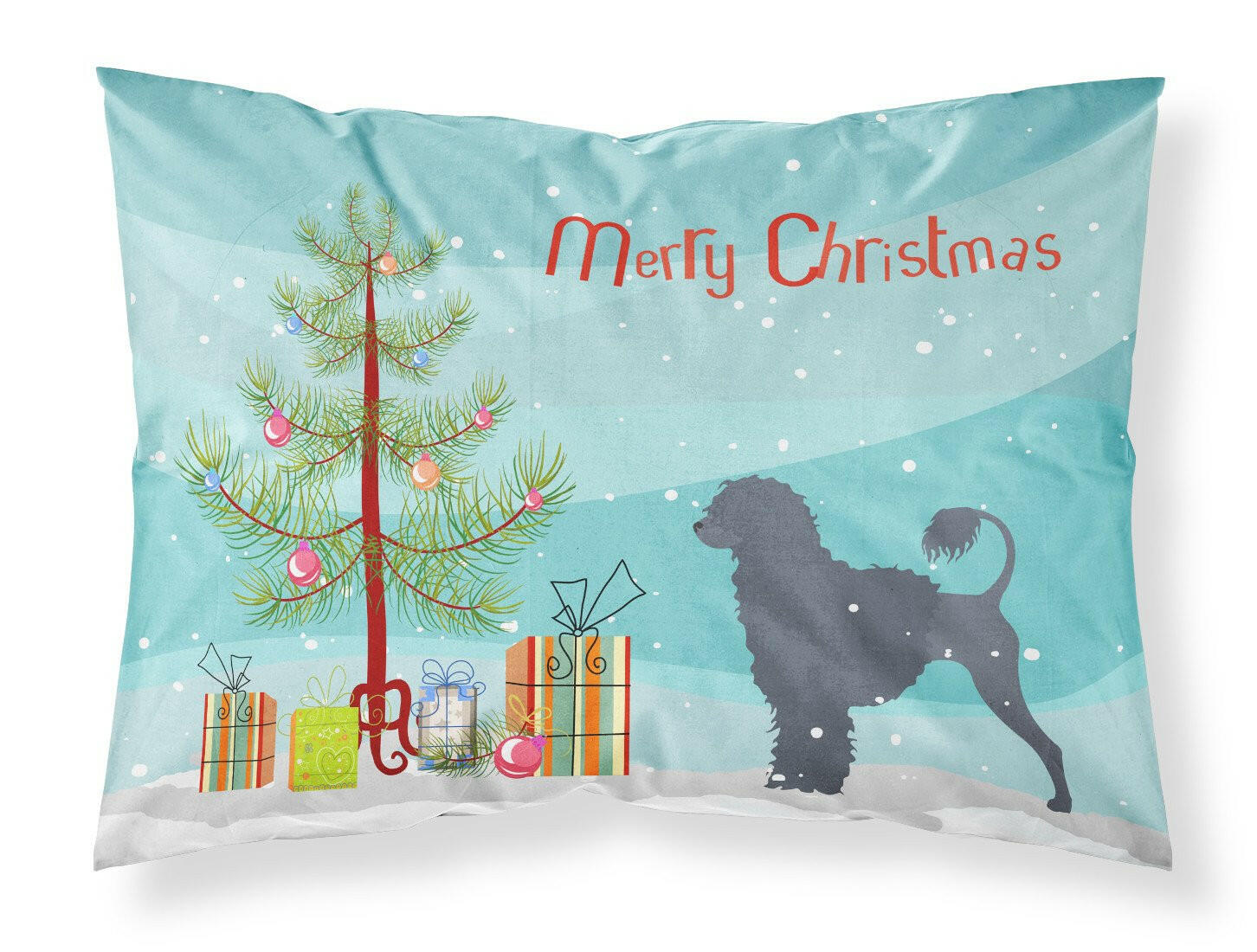 Portuguese Water Dog Merry Christmas Tree Standard Pillowcase Lightweight Super Soft Easy Care Decorative Artwork Pillowcase, Standard