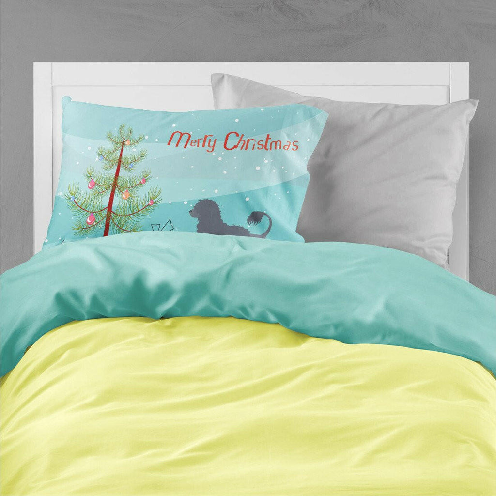 Portuguese Water Dog Merry Christmas Tree Standard Pillowcase Lightweight Super Soft Easy Care Decorative Artwork Pillowcase, Standard