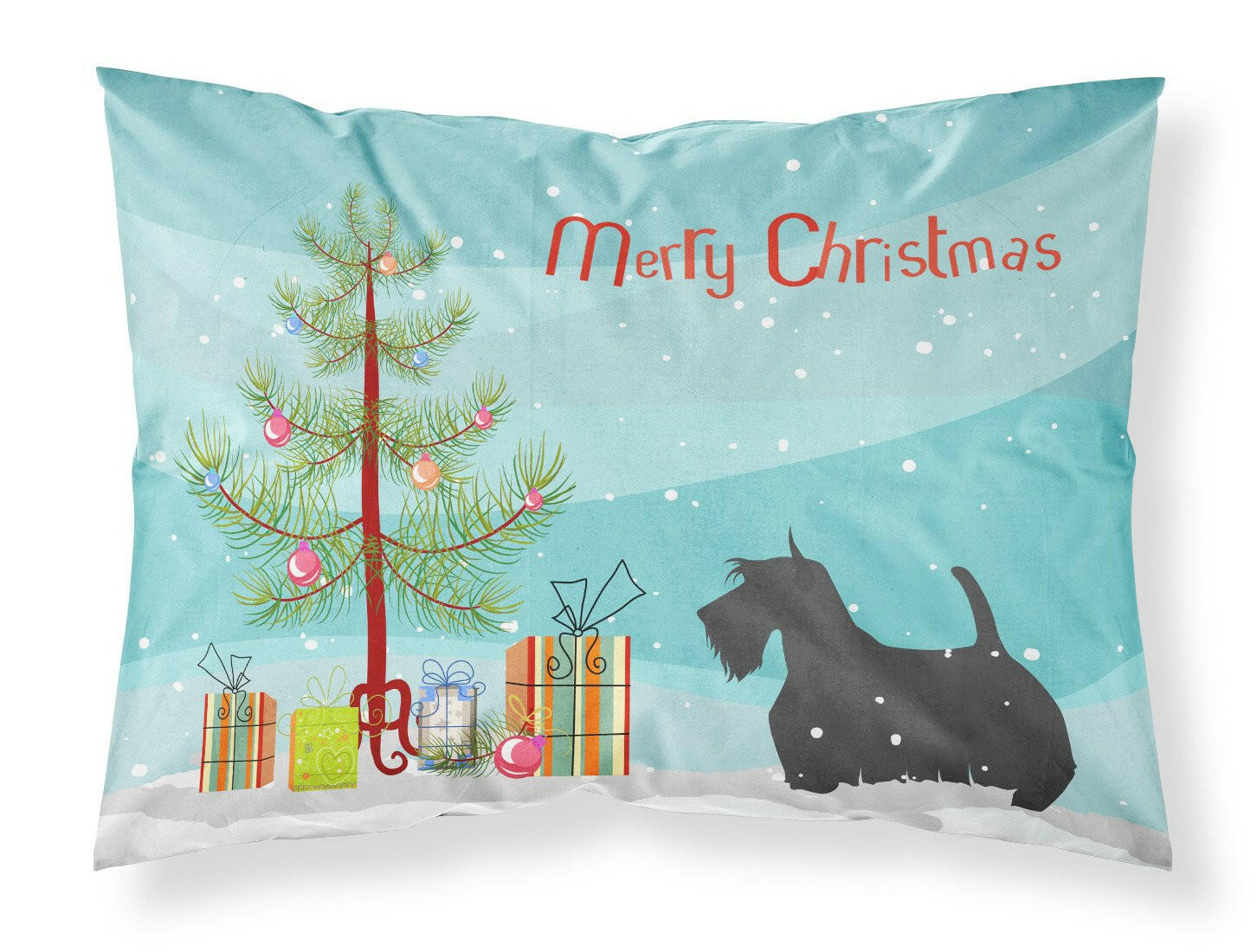 Scottish Terrier Merry Christmas Tree Standard Pillowcase Lightweight Super Soft Easy Care Decorative Artwork Pillowcase, Standard