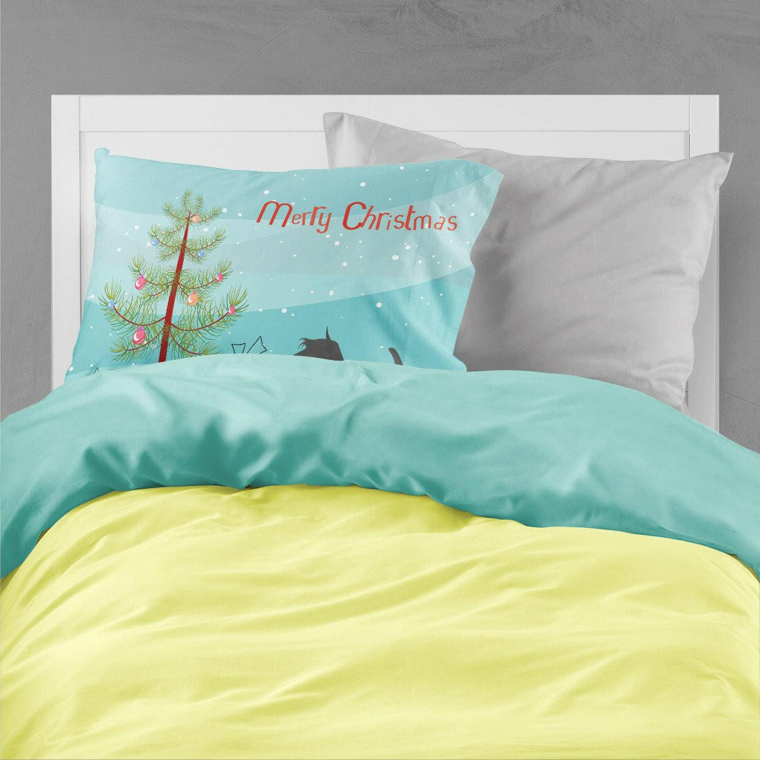 Scottish Terrier Merry Christmas Tree Standard Pillowcase Lightweight Super Soft Easy Care Decorative Artwork Pillowcase, Standard