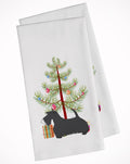Scottish Terrier Merry Christmas Tree Kitchen Towel Set of 2 White Dish Towels Decorative Bathroom Hand towel for Hand, Face, Hair, Yoga, Tea, Dishcloth, 19 X 28", White