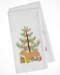 Dogue de Bordeaux Merry Christmas Tree Kitchen Towel Set of 2 White Dish Towels Decorative Bathroom Hand towel for Hand, Face, Hair, Yoga, Tea, Dishcloth, 19 X 28", White