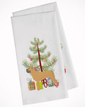 Bullmastiff Merry Christmas Tree Kitchen Towel Set of 2 White Dish Towels Decorative Bathroom Hand towel for Hand, Face, Hair, Yoga, Tea, Dishcloth, 19 X 28", White