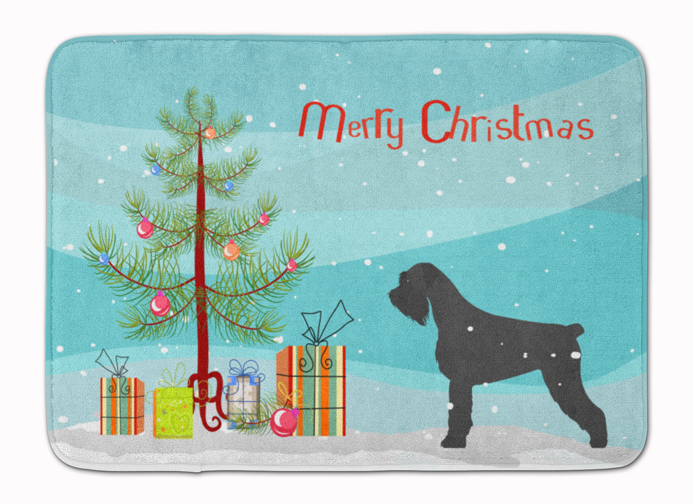 Giant Schnauzer Merry Christmas Tree Memory Foam Kitchen Mat Machine Washable Anti-Fatigue Cushion Comfort Bath or Kitchen Rug