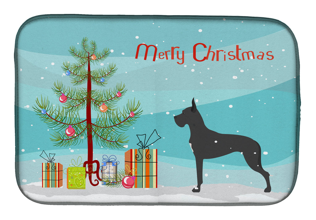 Great Dane Merry Christmas Tree Dish Drying Mat Absorbent Dish Drying Mat Pad for Kitchen Counter Dish Drainer Mat for Countertop, 14 x 21", Multicolor