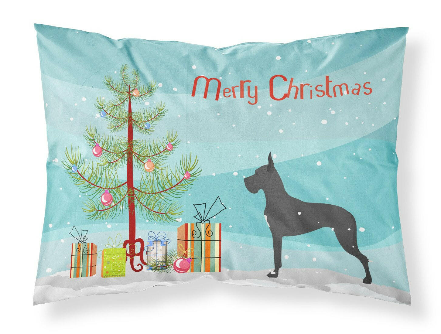 Great Dane Merry Christmas Tree Standard Pillowcase Lightweight Super Soft Easy Care Decorative Artwork Pillowcase, Standard