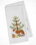 Saint Bernard Merry Christmas Tree Kitchen Towel Set of 2 White Dish Towels Decorative Bathroom Hand towel for Hand, Face, Hair, Yoga, Tea, Dishcloth, 19 X 28", White