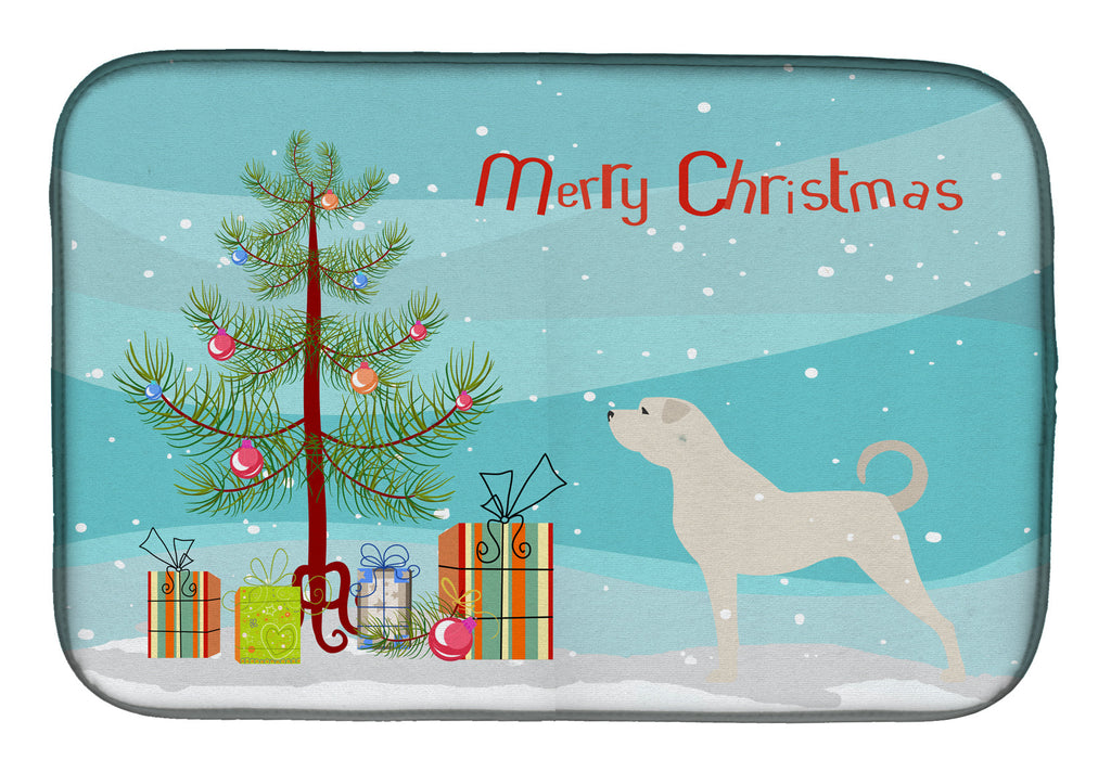 Anatolian Shepherd Merry Christmas Tree Dish Drying Mat Absorbent Dish Drying Mat Pad for Kitchen Counter Dish Drainer Mat for Countertop, 14 x 21", Multicolor