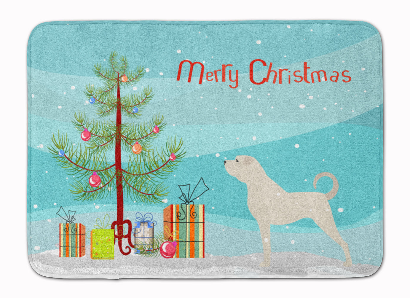 Anatolian Shepherd Merry Christmas Tree Memory Foam Kitchen Mat Machine Washable Anti-Fatigue Cushion Comfort Bath or Kitchen Rug
