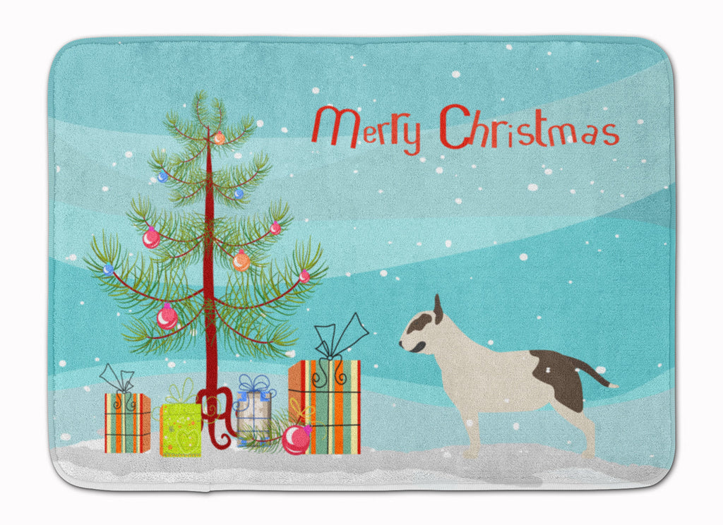 Bull Terrier Merry Christmas Tree Memory Foam Kitchen Mat Machine Washable Anti-Fatigue Cushion Comfort Bath or Kitchen Rug